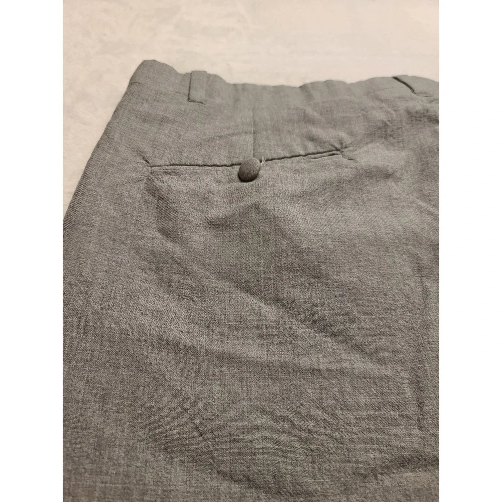 Men's Grey Pleated Wide Leg 34x29 Cuffed Dress Pants Trouser Zip Fly Welt pocket